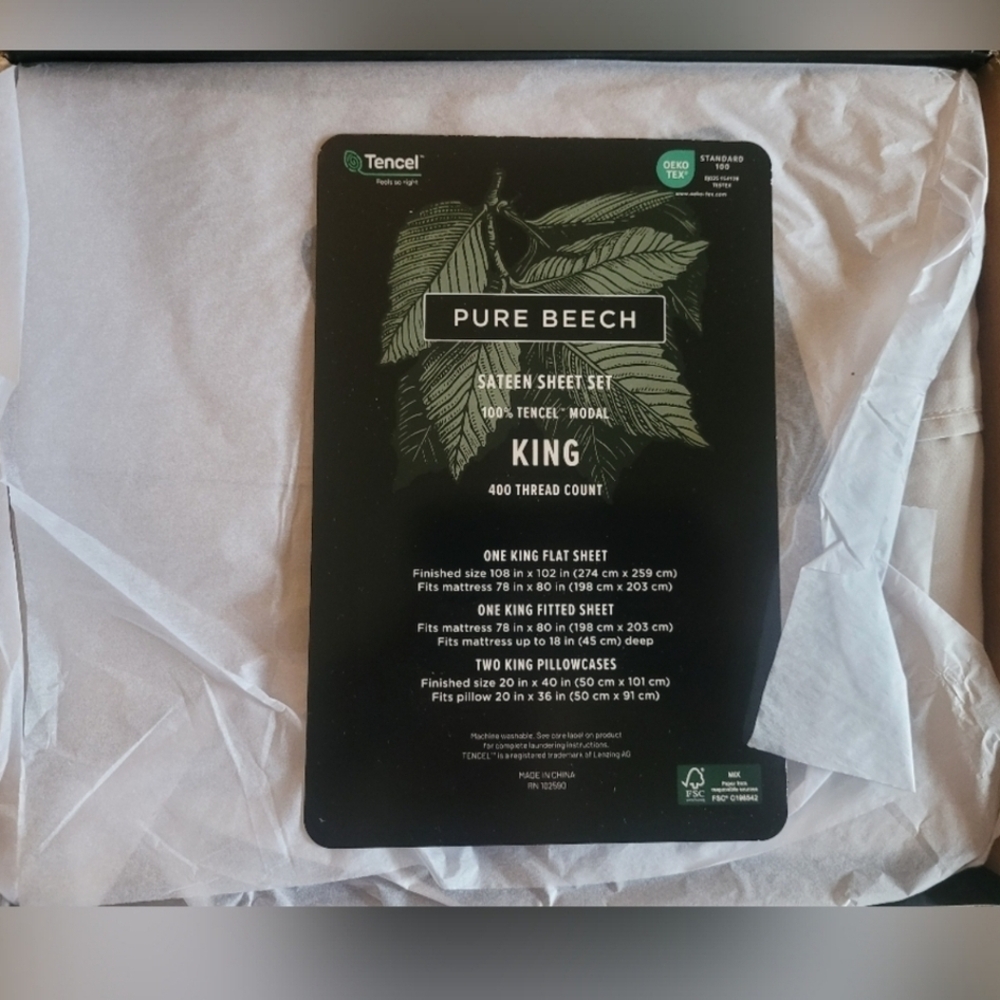 Pure Beech Sateen Sheet Set - King